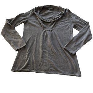 Eddie Bauer Women’s Medium TALL Gray Cowl Neck Pullover Sweater cotton nylon